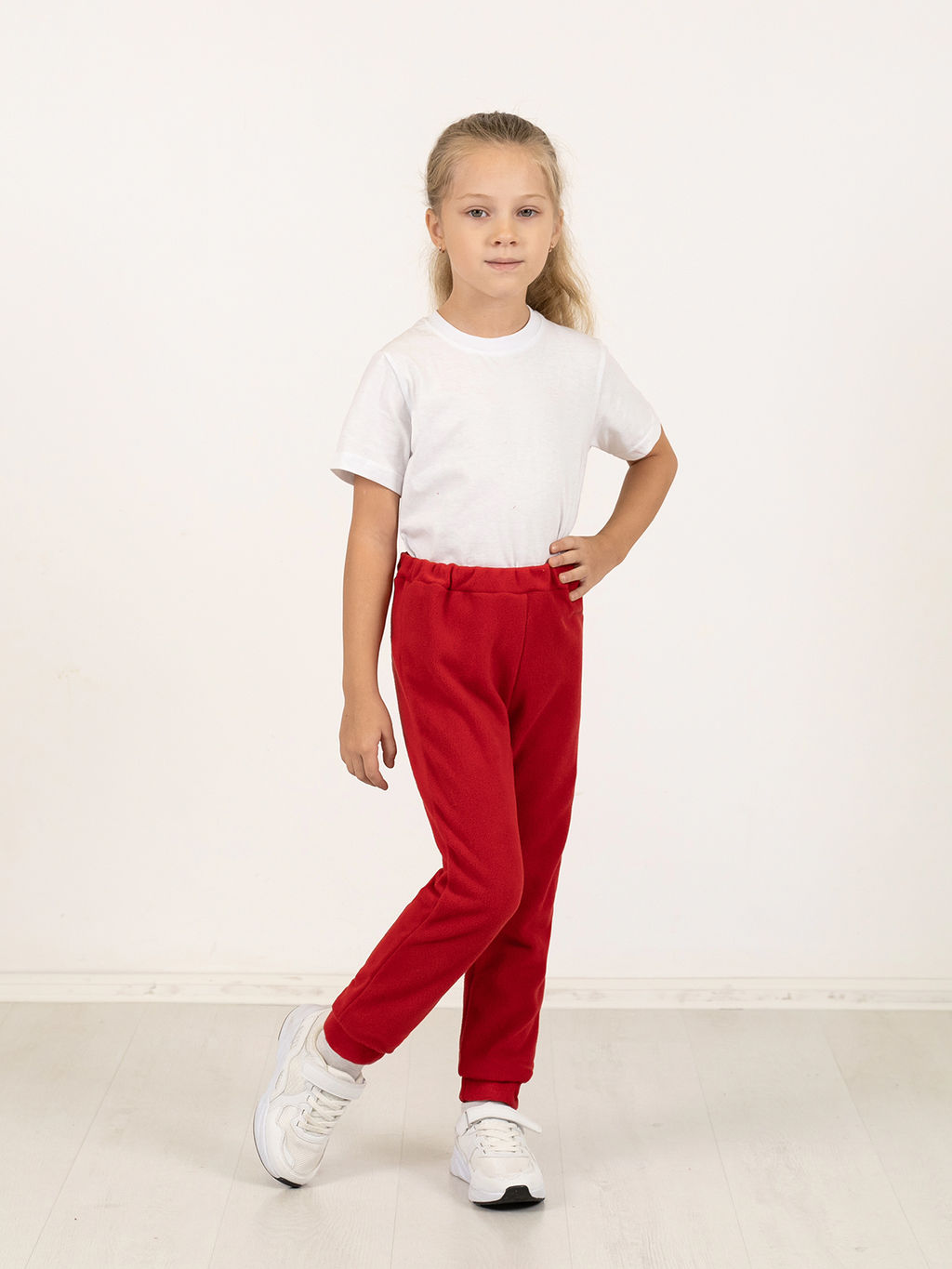 Брюки детские флисовые красные