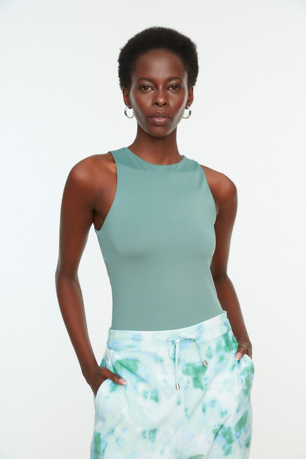 Mint Halter Yaka Vucuda Oturan Esnek Alttan C?tc?tl? Orme Body TWOSS20BD0044