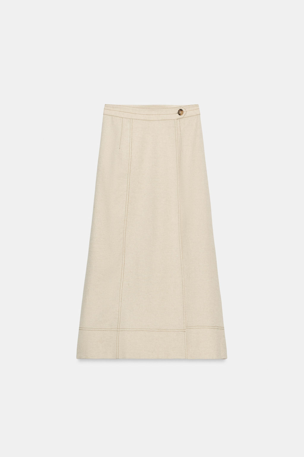 FALDA MIDI CRUZADA CON LINO / Beige claro - Zara фото 7