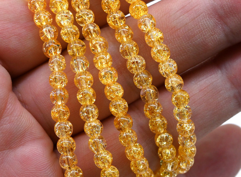 Браслет из сахарного кварца шарик 4мм цв.желтый, 17см