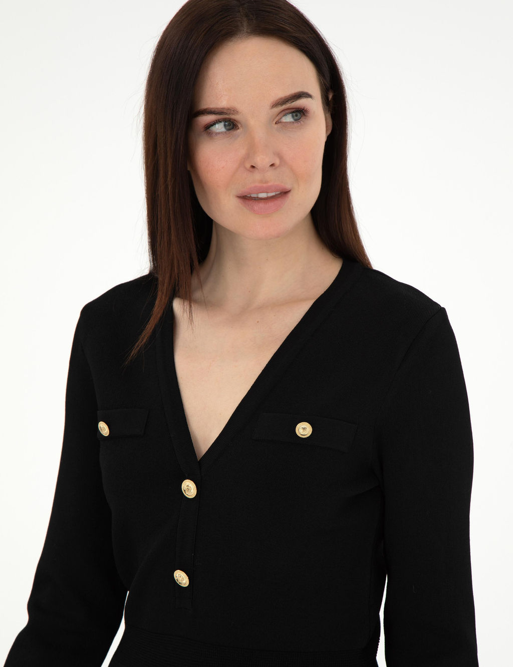 Siyah Slim Fit Triko Elbise - Pierre cardin фото 2