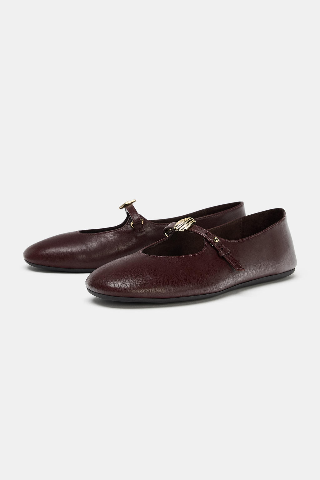 SOFT LEATHER BALLET FLATS - Zara фото 12