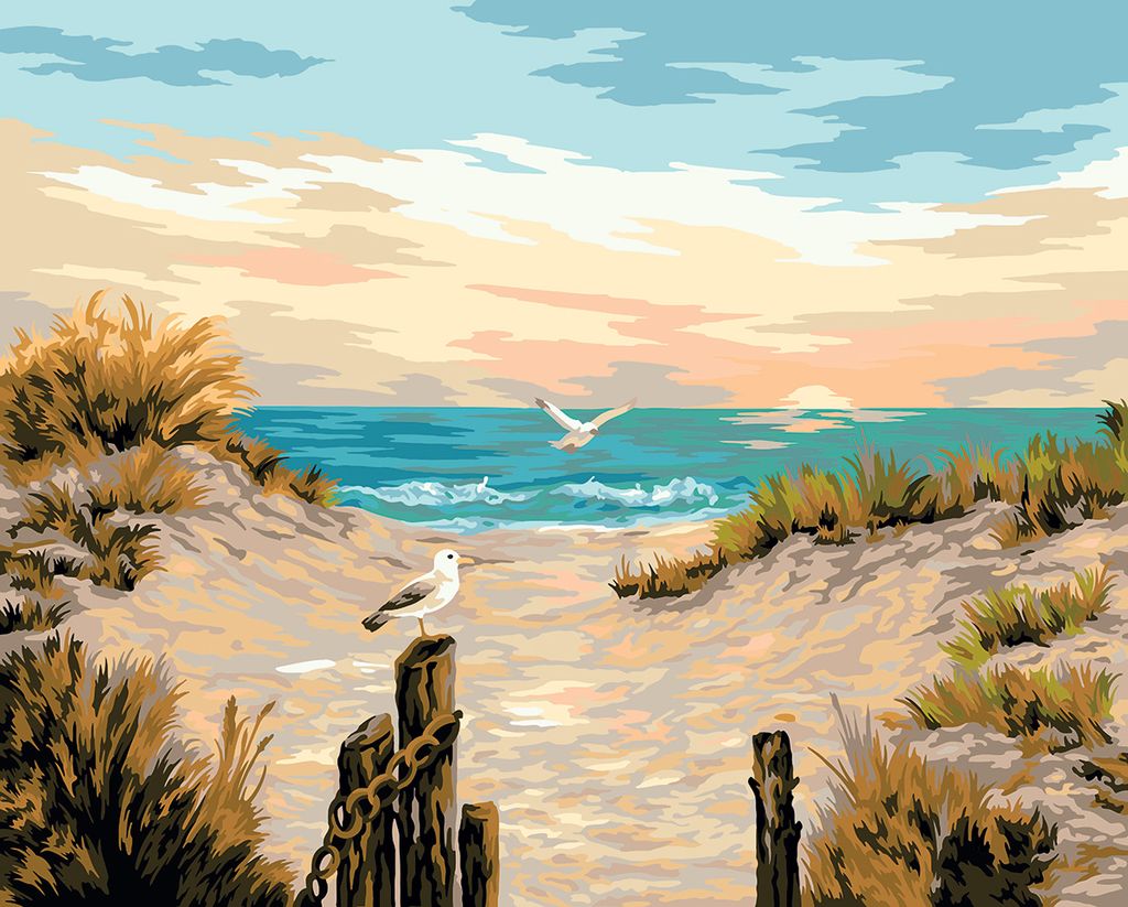 ФРЕЯ PNB/PLC-068 Набор для раскрашивания по номерам ( цветной холст ) 50 х 40 см На побережье