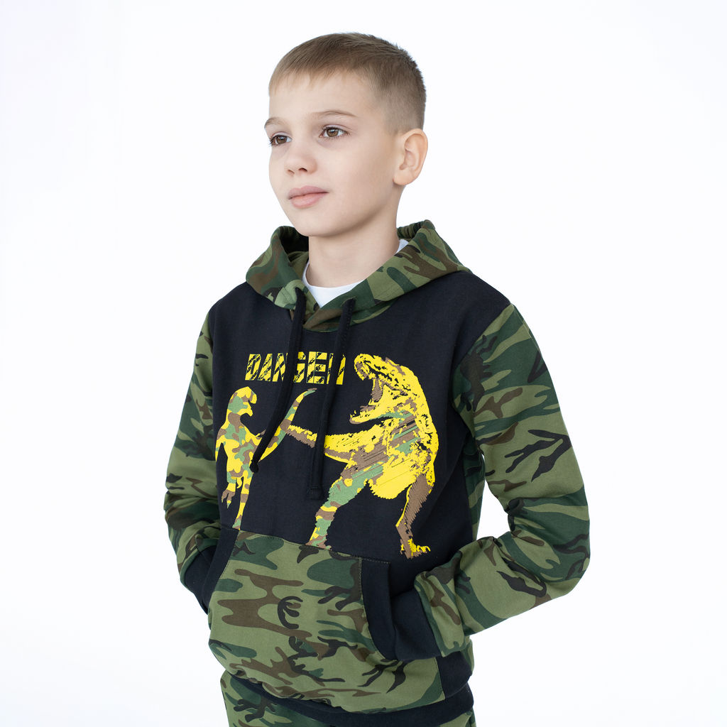 Костюм детский хаки/черный принт дино 747 (98, 56)