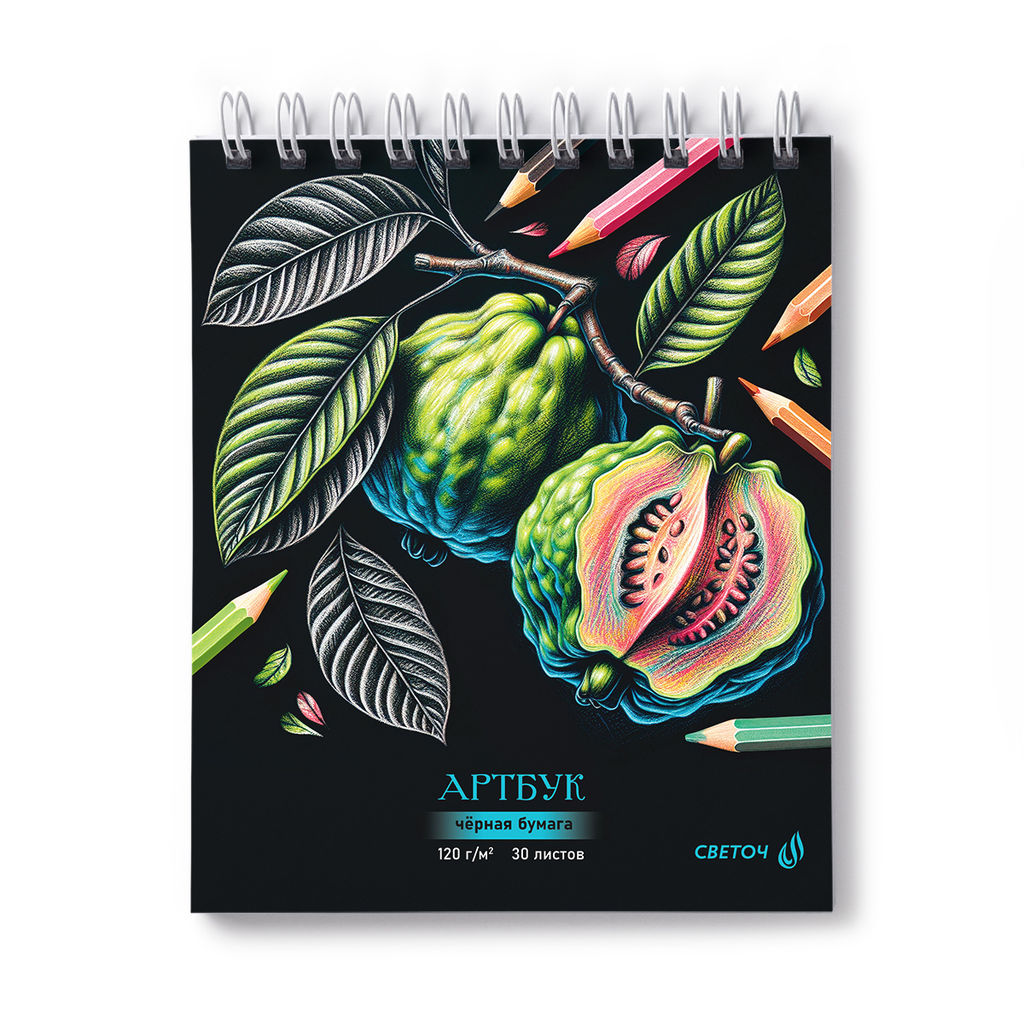 Светоч А307 Артбук (Скетчбук), блок чёрный, жесткая подложка, 120 г/м2 175*200 мм на гребне 30 л. 2 шт. Нуар 01942  фото 14