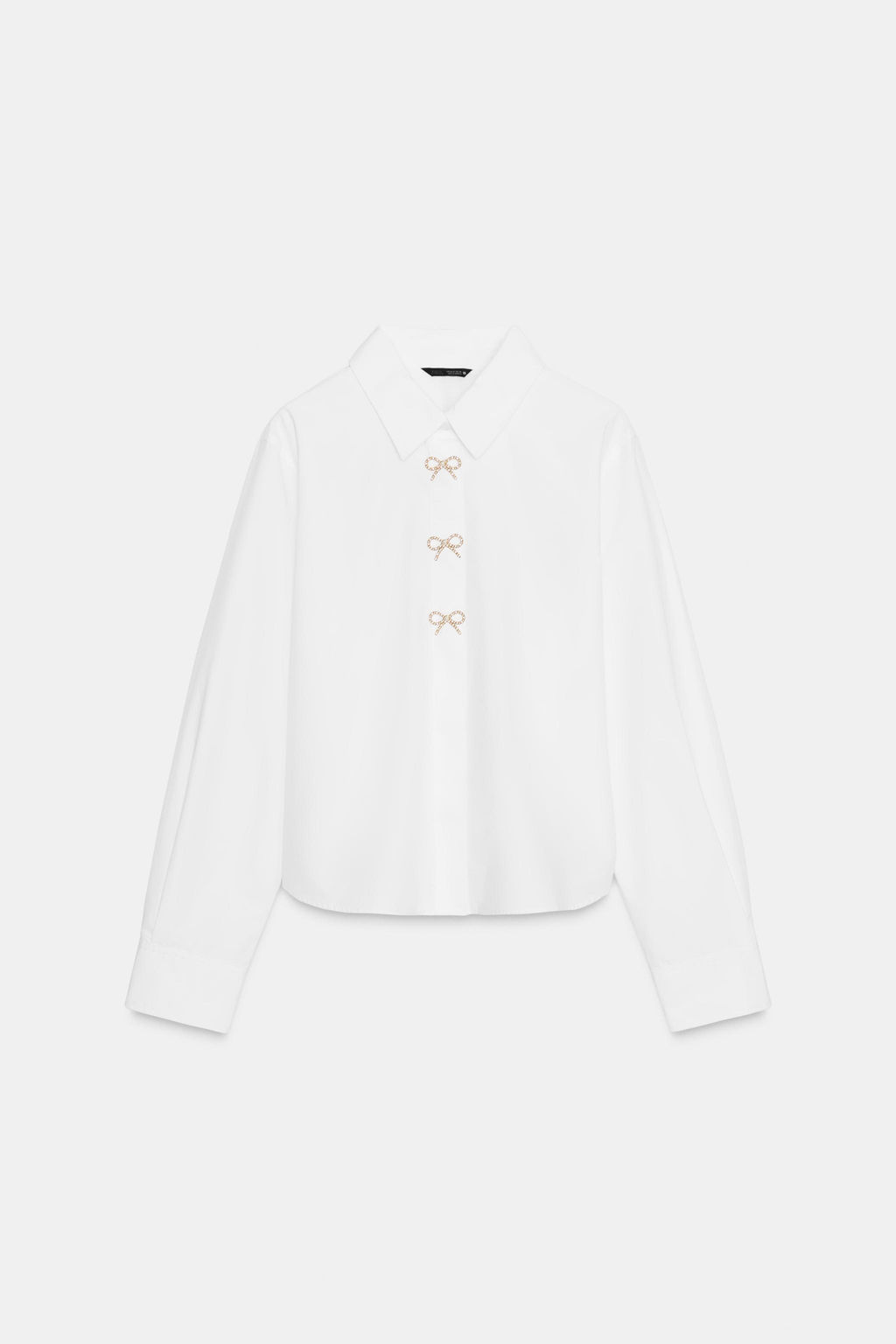 POPLIN SHIRT WITH RHINESTONE BUTTONS