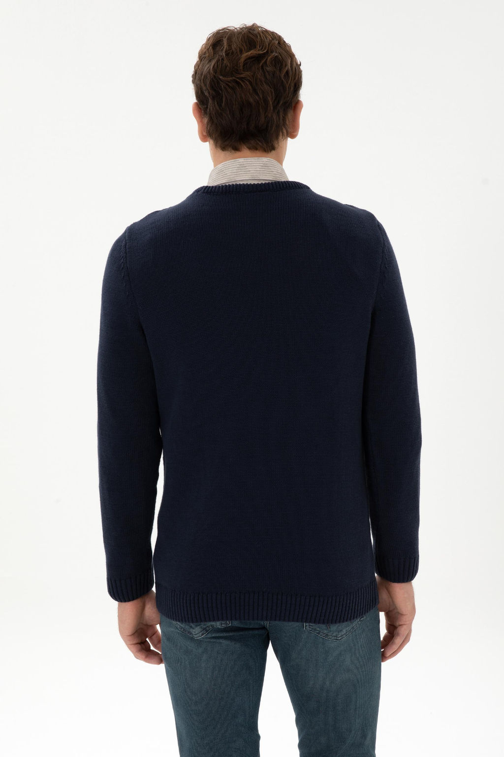 Erkek Slim Fit Bisiklet Yaka Lacivert Kazak - U.s. polo assn фото 5