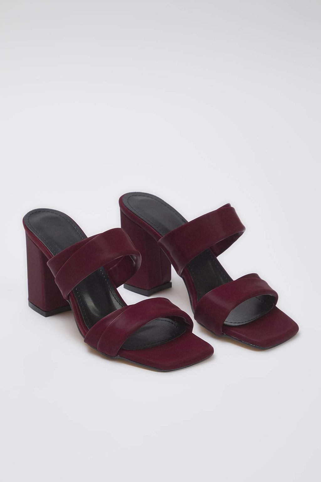 Trendyolmilla Shoes Bordo Cift Bantl? Kad?n Blok Topuklu Terlik TAKSS25TO00102  фото 4