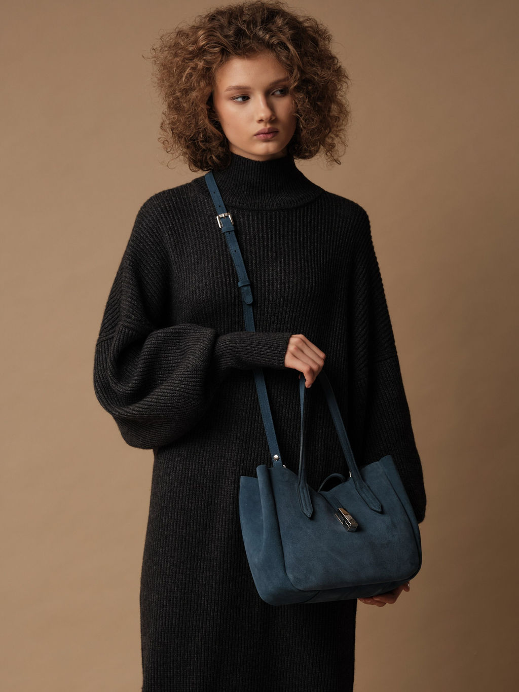 Замшевая сумка Sophie DBR 31059 синий туман  фото 3