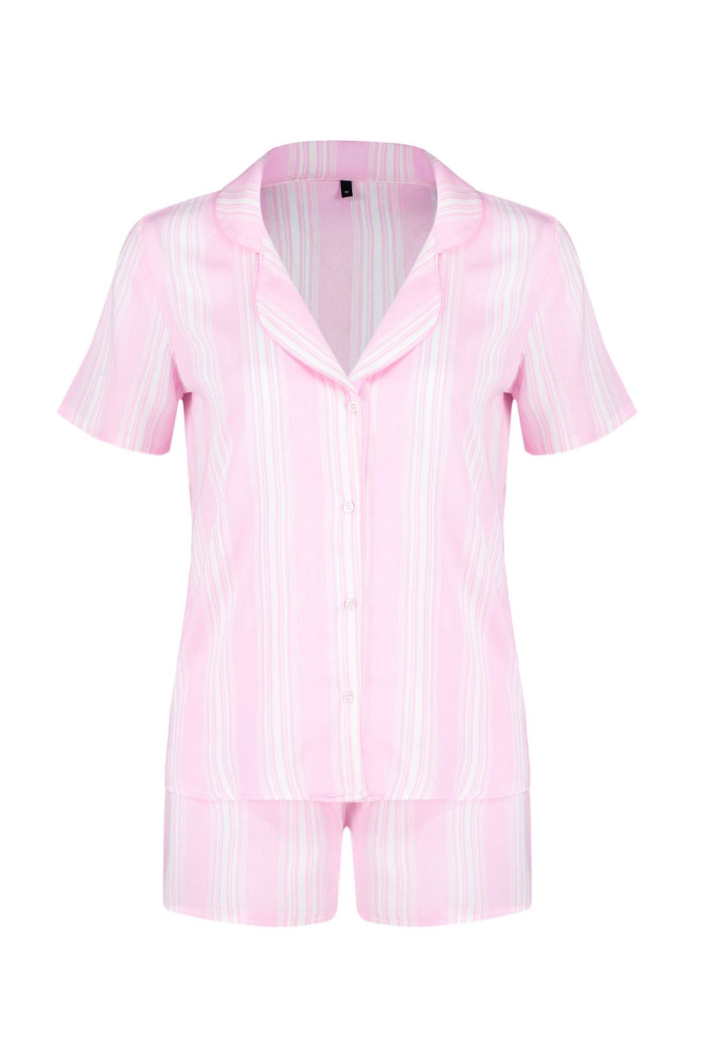 Pembe Cizgili Biye Detayl? Viskon Sortlu Dokuma Pijama Tak?m? THMSS24PT00279