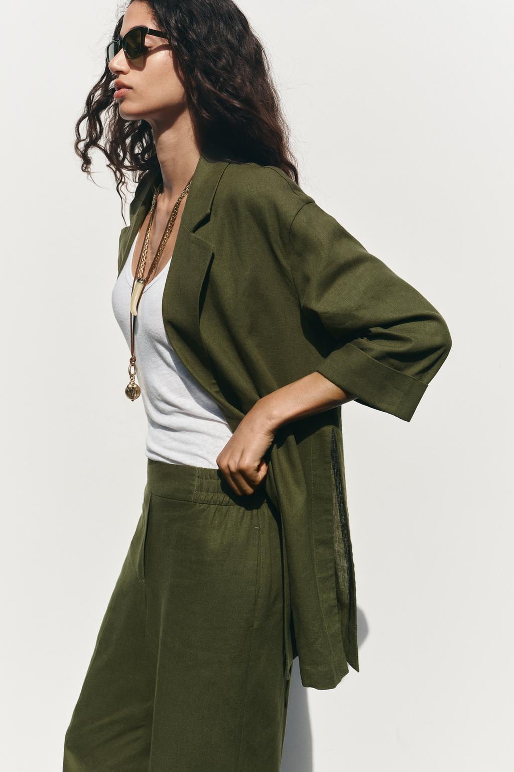 WIDE-LEG LINEN-BLEND TROUSERS - Zara фото 15
