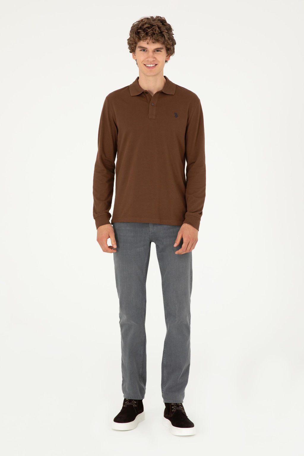 Мужской коричневый базовый свитшот - U.s. polo assn фото 4