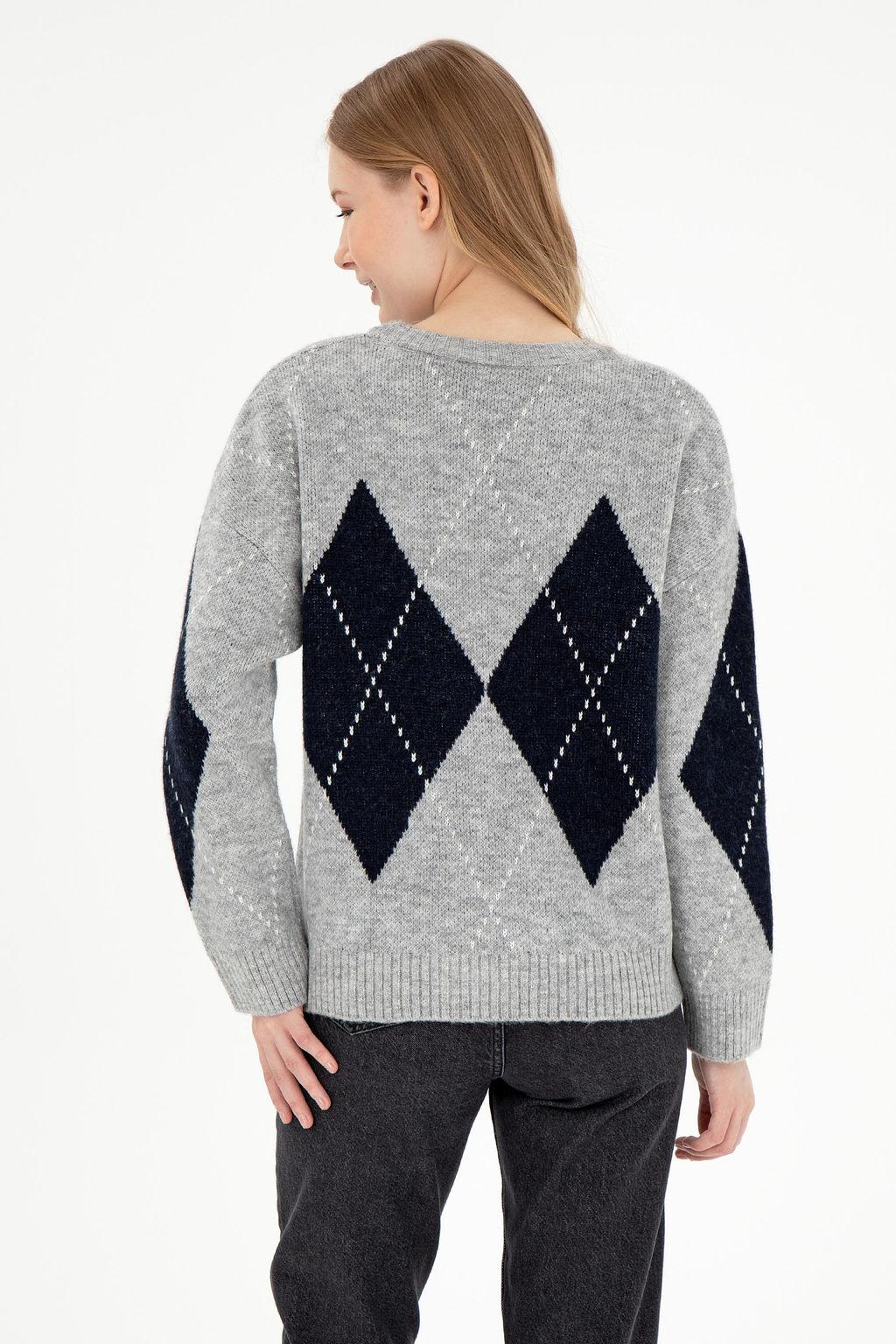 Женский серый меланжевый свитер с круглым вырезом Неожиданная скидка в корзине - U.s. polo assn фото 5