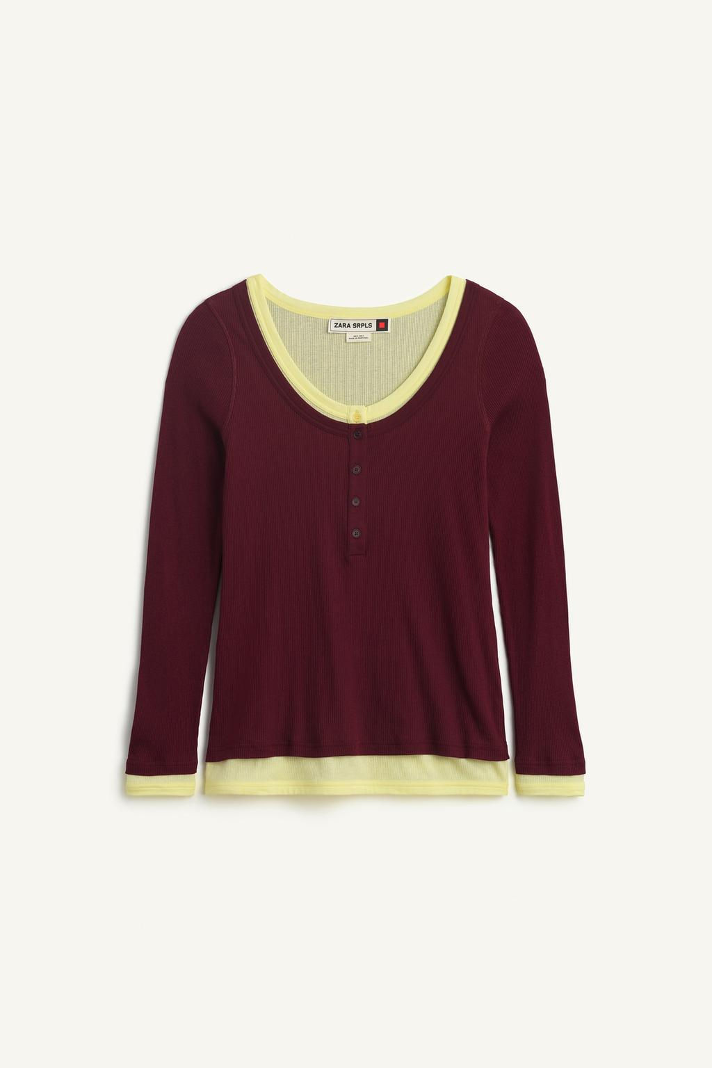 CTTN DBL TSHRT 16 / Burgundy - Zara фото 5