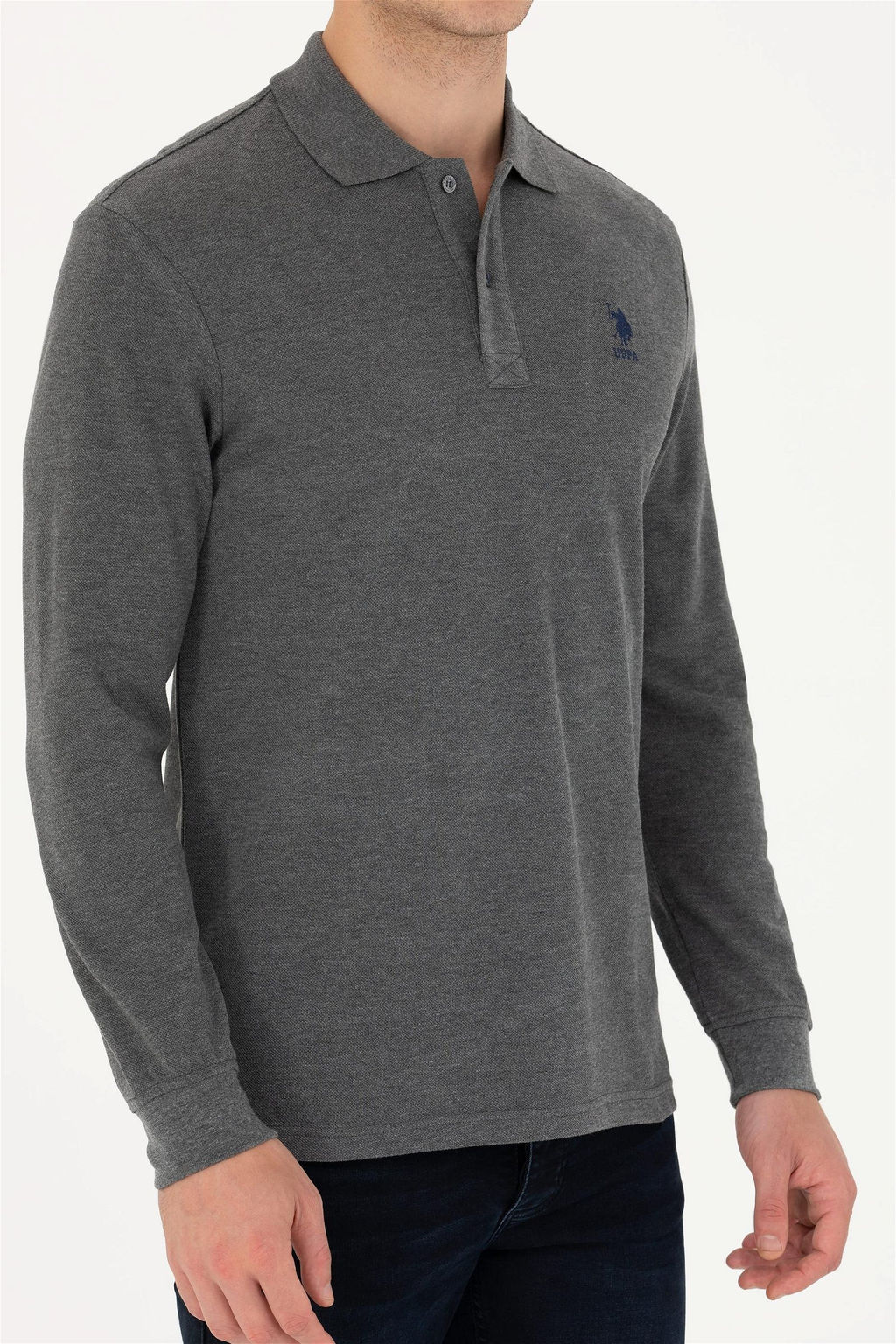 U. S. Polo Assn / Мужской базовый свитшот антрацитовый меланж - U.s. polo assn фото 6