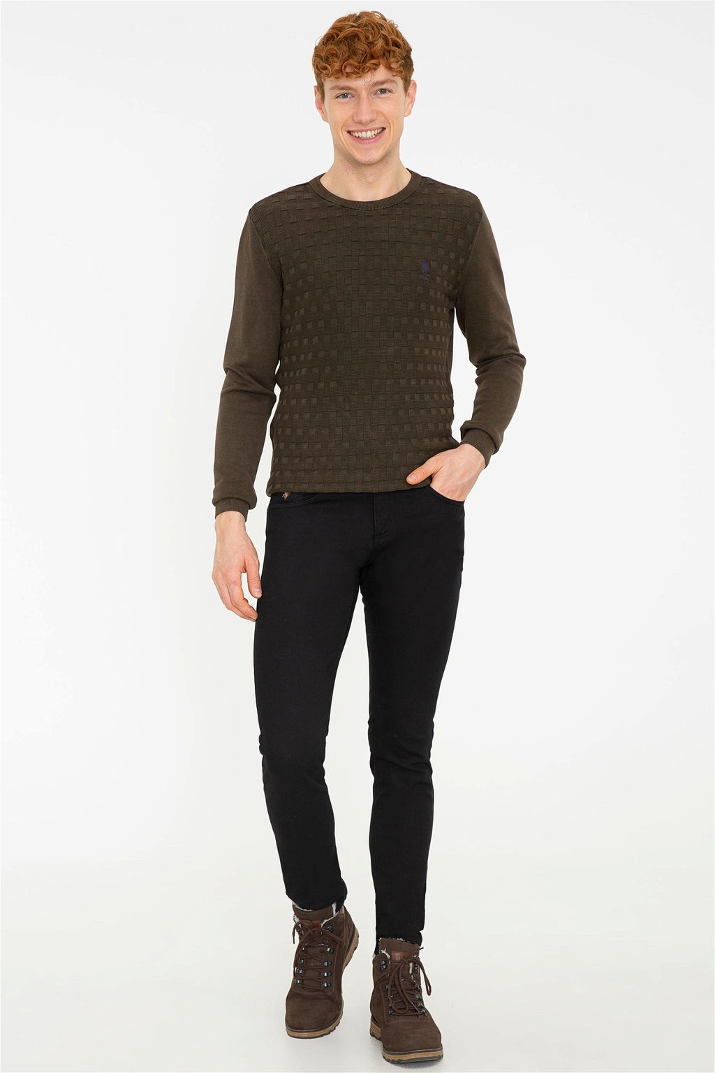 Мужской базовый свитер кокосового цвета - U.s. polo assn фото 4