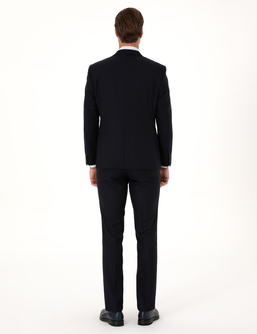 Lacivert Slim Fit %100 Y_n _izgili Tak_m Elbise