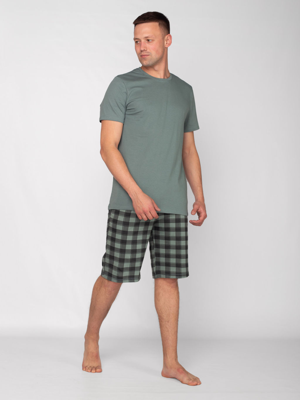 Пижама мужская кулирка с шортами "ЧЕЛСИ" ХАКИ