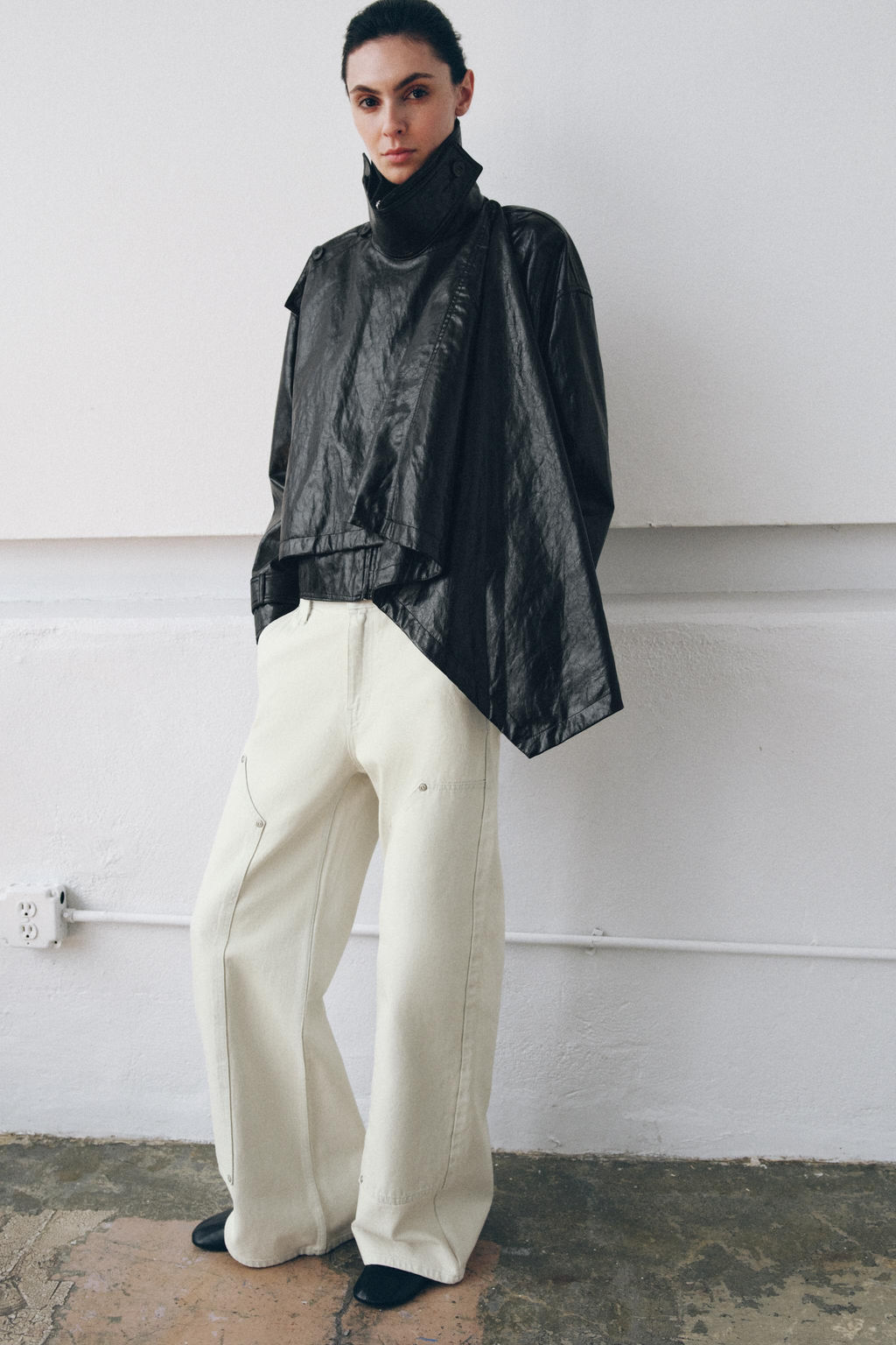 LEATHER EFFECT JACKET WITH SCARF ZW COLLECTION - Zara фото 5