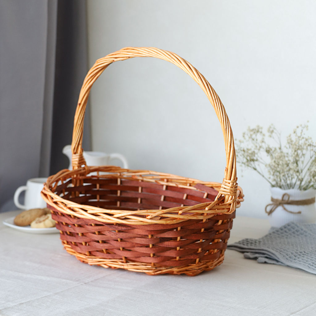 Корзина плетеная 2 штуки 37х30х12/32х24х10 см / S/2 22-31 /уп 28/светло-коричневая - ГалеонТрейд фото 2