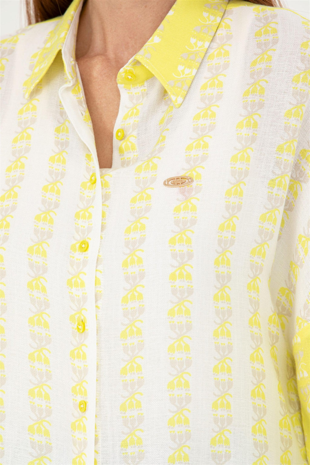 Женская неоново-желтая рубашка с длинным рукавом - U.s. polo assn фото 14