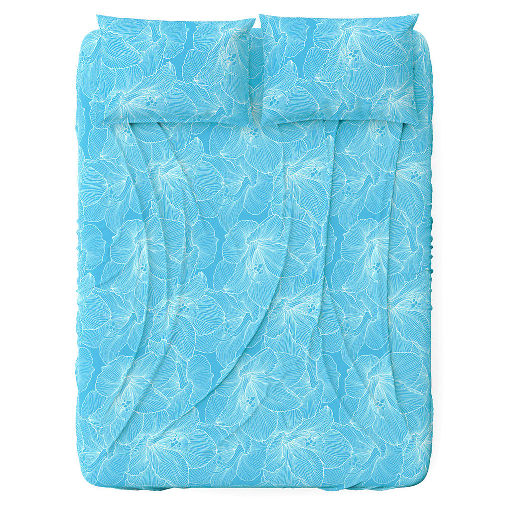 Простыня 2-х спальная "Аквилегия" голубой 180х220см, поплин 115г/м2, хлопок 100%, упаковка "классическая" ПВХ 28х41см, "Домашняя мода" (Россия)