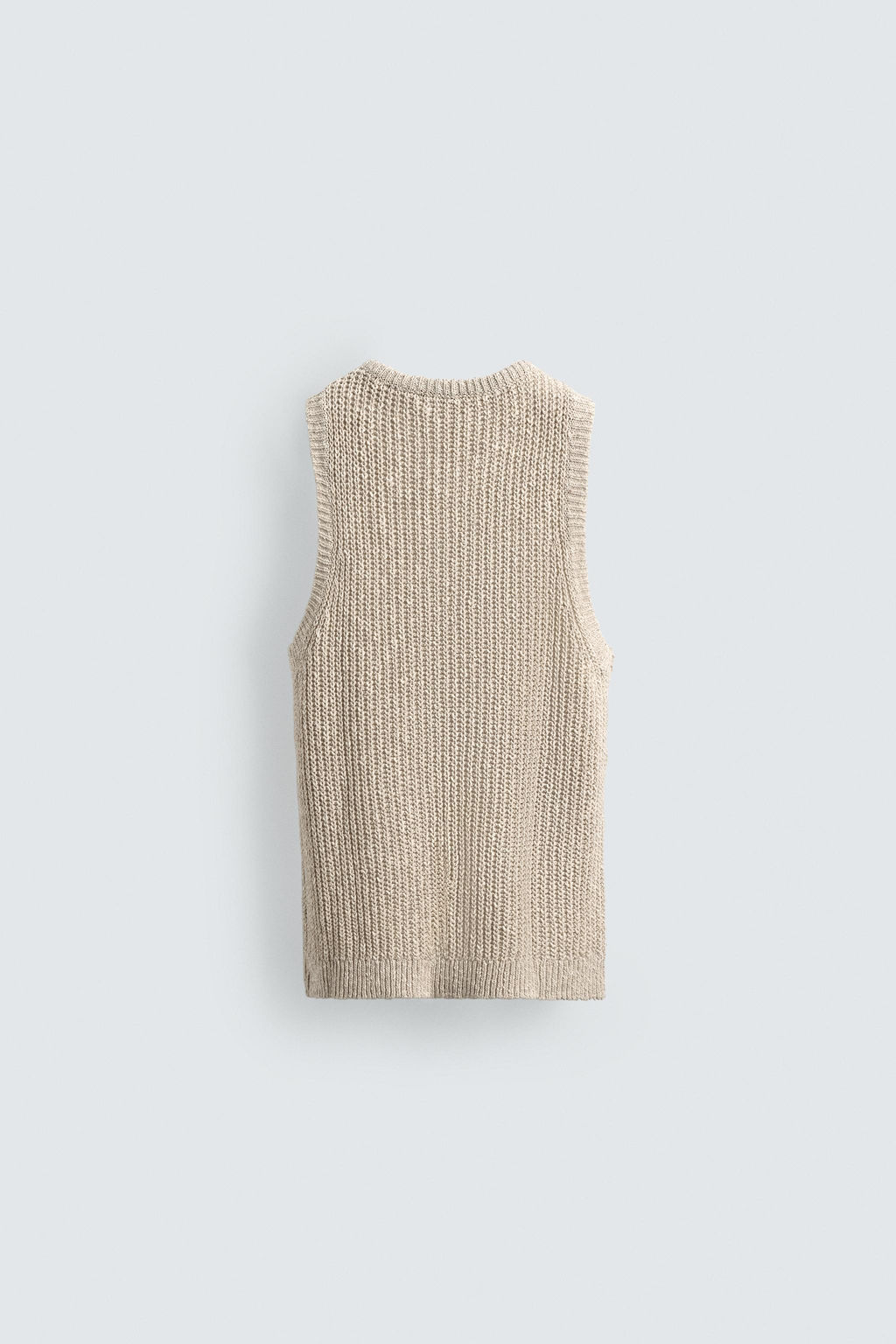 CAMISETA TANK ESTRUCTURA PUNTO ALGOD?N - LINO / Beige claro