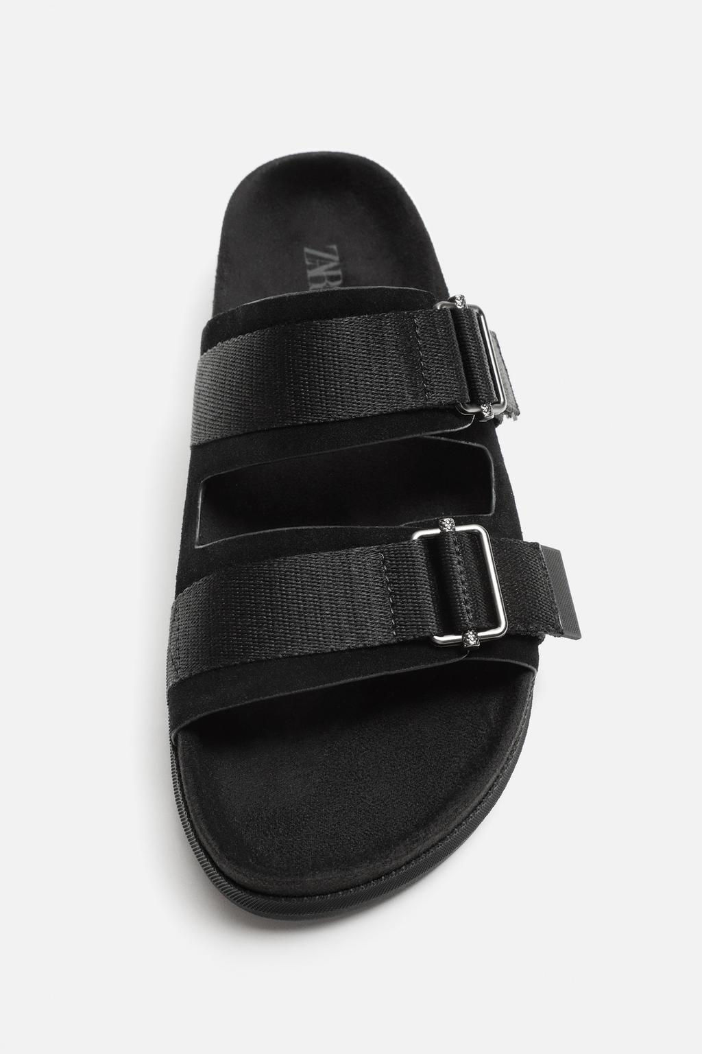 DOUBLE STRAP LEATHER SANDALS - Zara фото 7