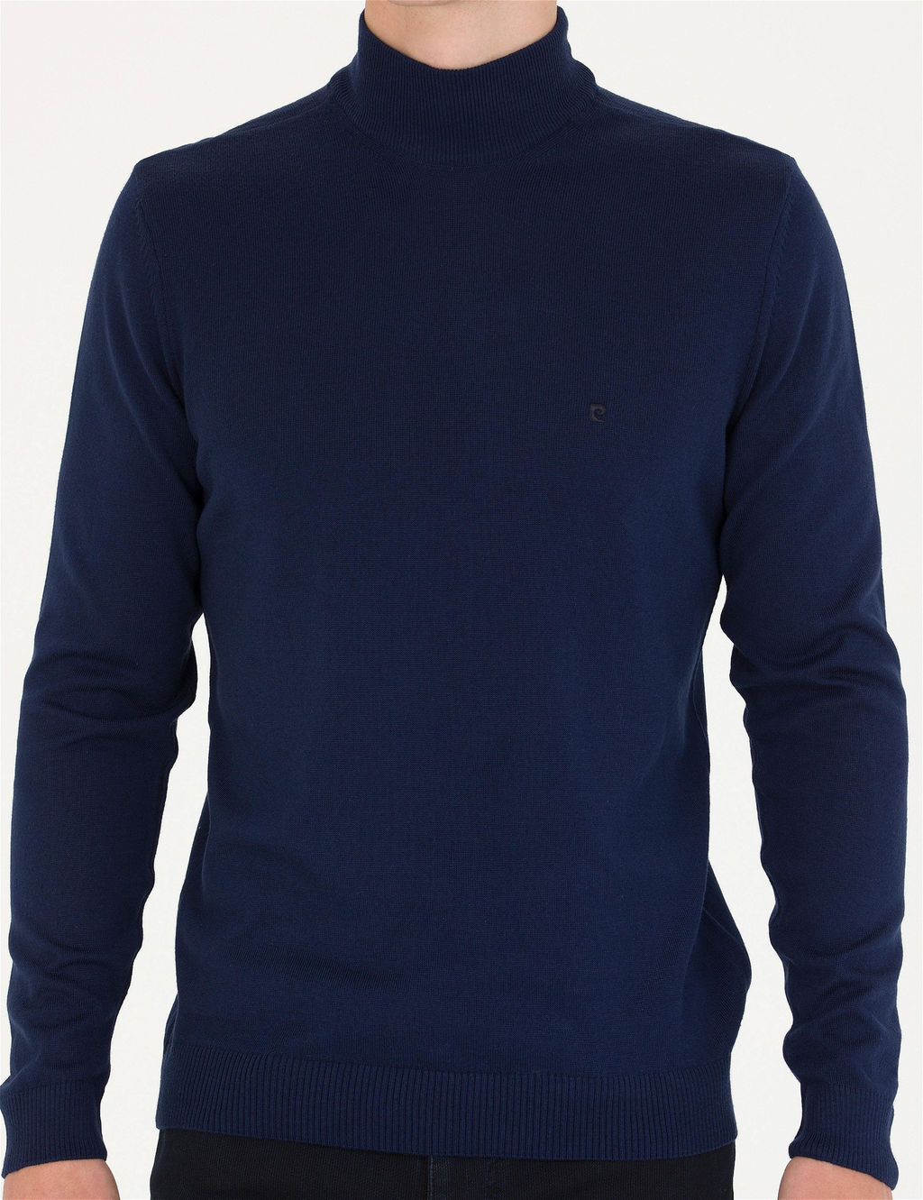A__k Lacivert Slim Fit Yar_m Bal_k__ Yaka Basic Triko Kazak - Pierre cardin фото 6