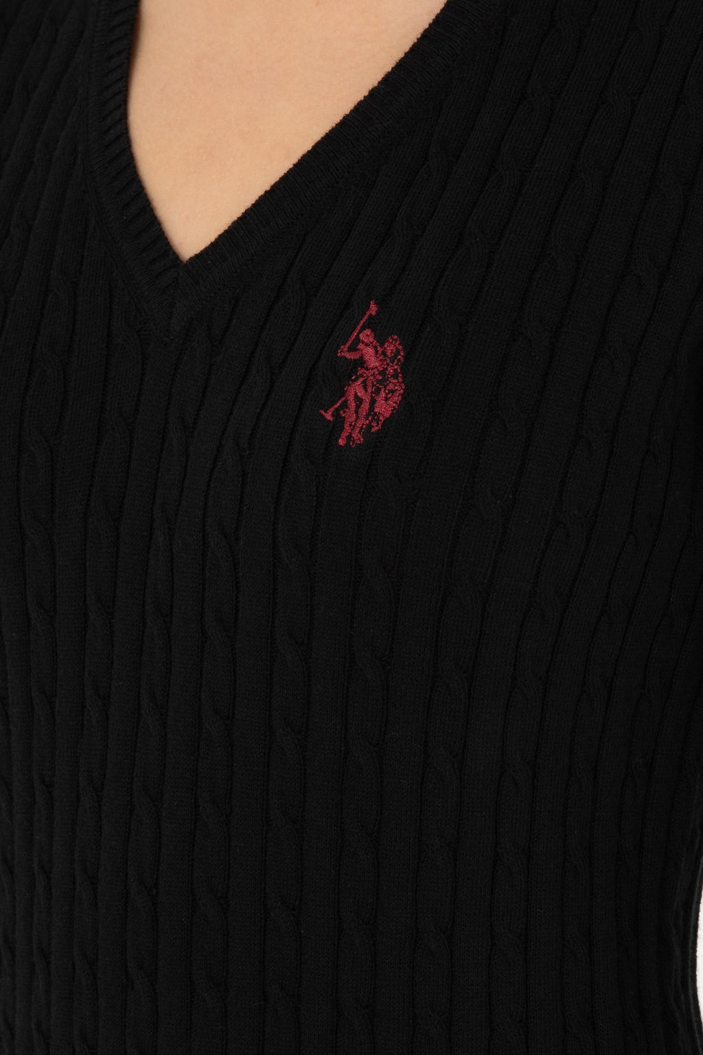 Женский черный базовый свитер с v-образным вырезом Неожиданная скидка в корзине - U.s. polo assn фото 7