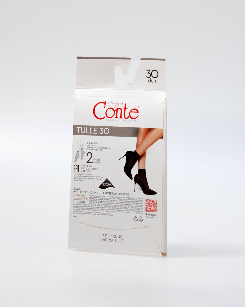 Цена за 2 пары. Носки Классические CONTE TULLE (2 пары) Носки женские nero - Conte elegant фото 3