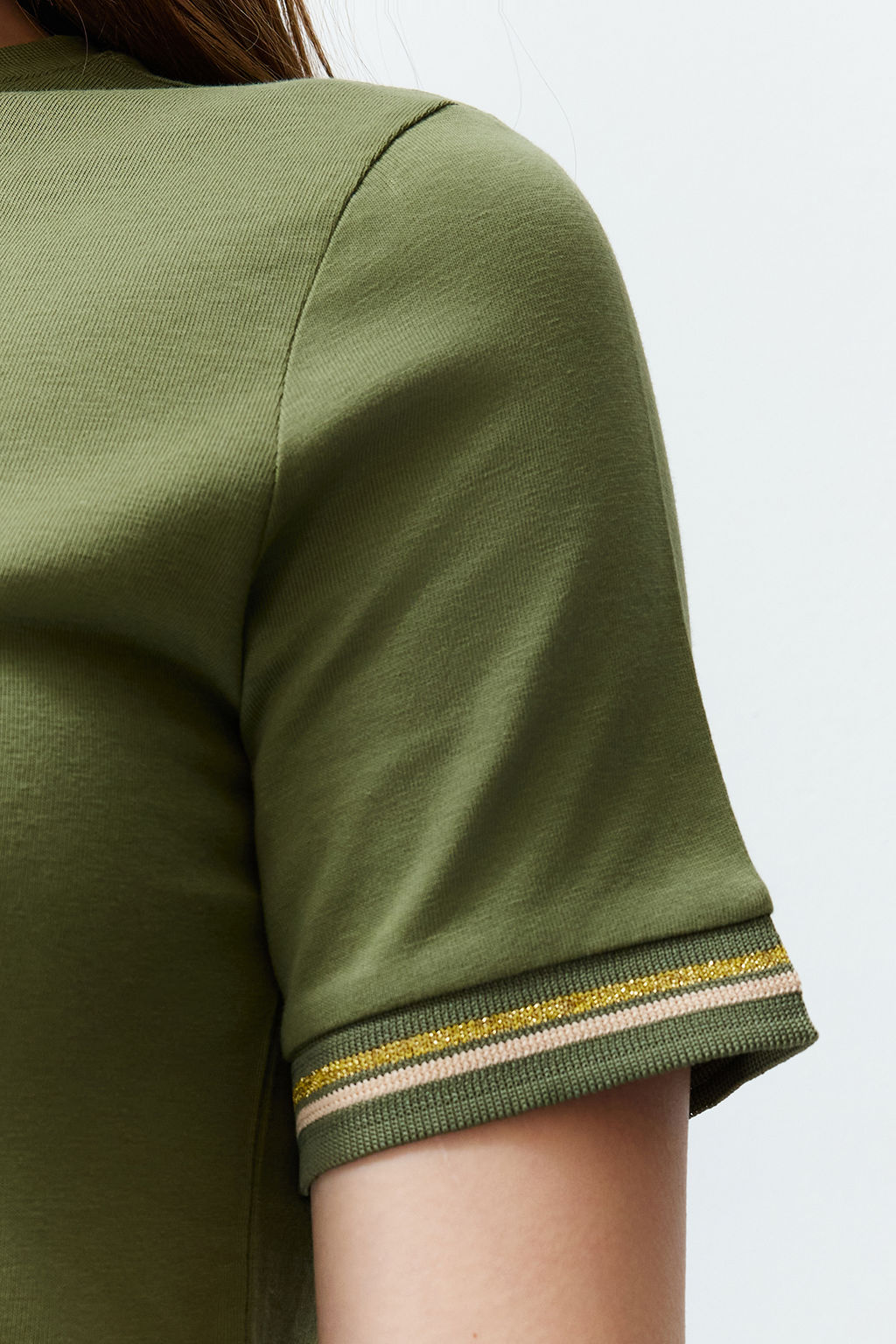 TRENDYOLMILLA Lacivert Triko Bant Detayl? Bisiklet Yaka K?sa Kol Esnek Midi Orme Maxi Elbise TWOSS24EL00121  фото 17