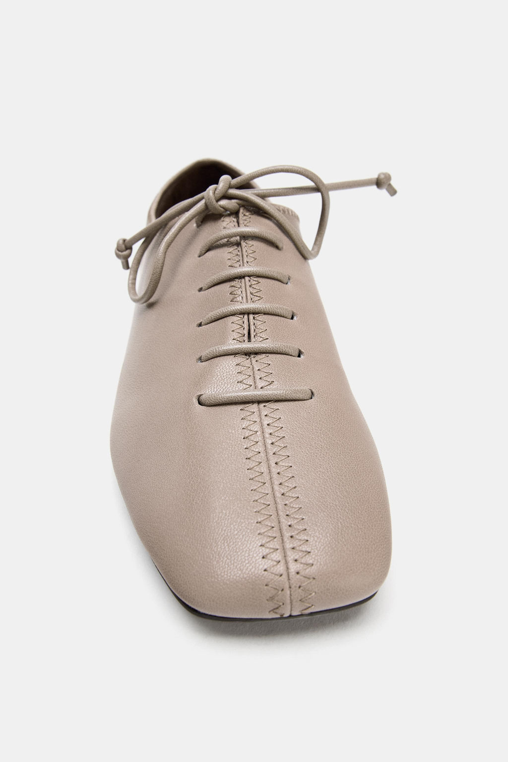 LEATHER LACE-UP FLAT SHOES - Zara фото 5