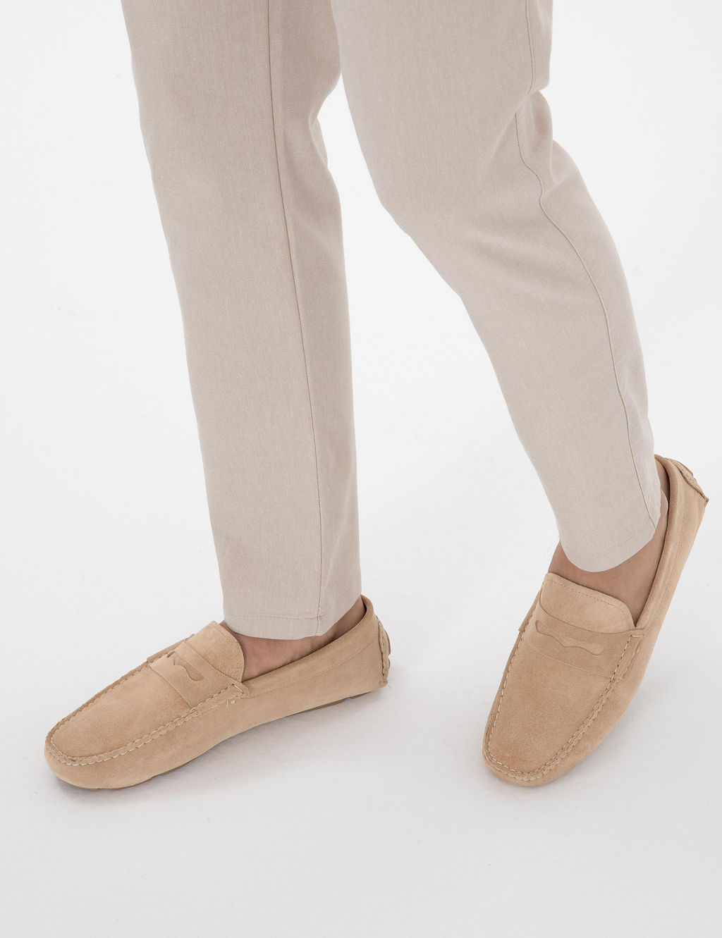 Bej %100 Deri Loafer Ayakkab_