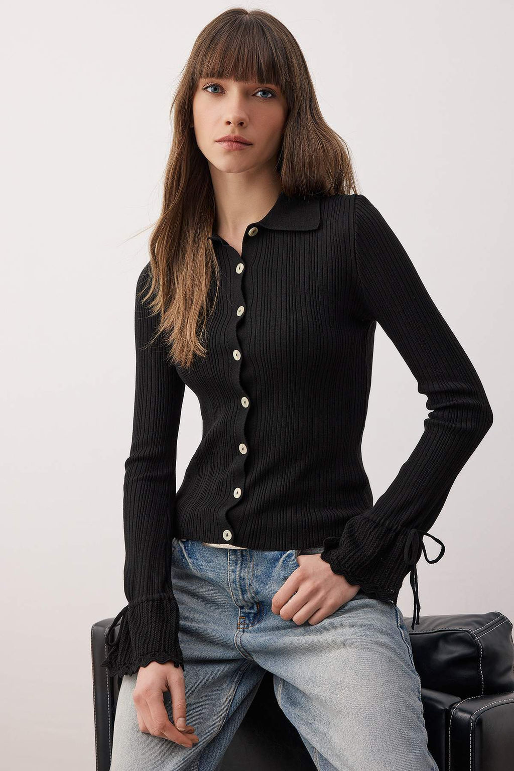 Ekru Merserize Gorunumlu Fitilli Polo Yaka Triko H?rka TWOAW26HI00111 - Trendyolmilla фото 22