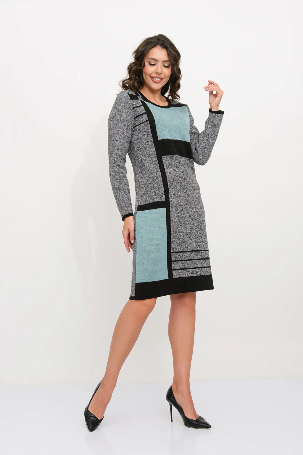 ЗЛАТА Платье С 1561/серо-мятный