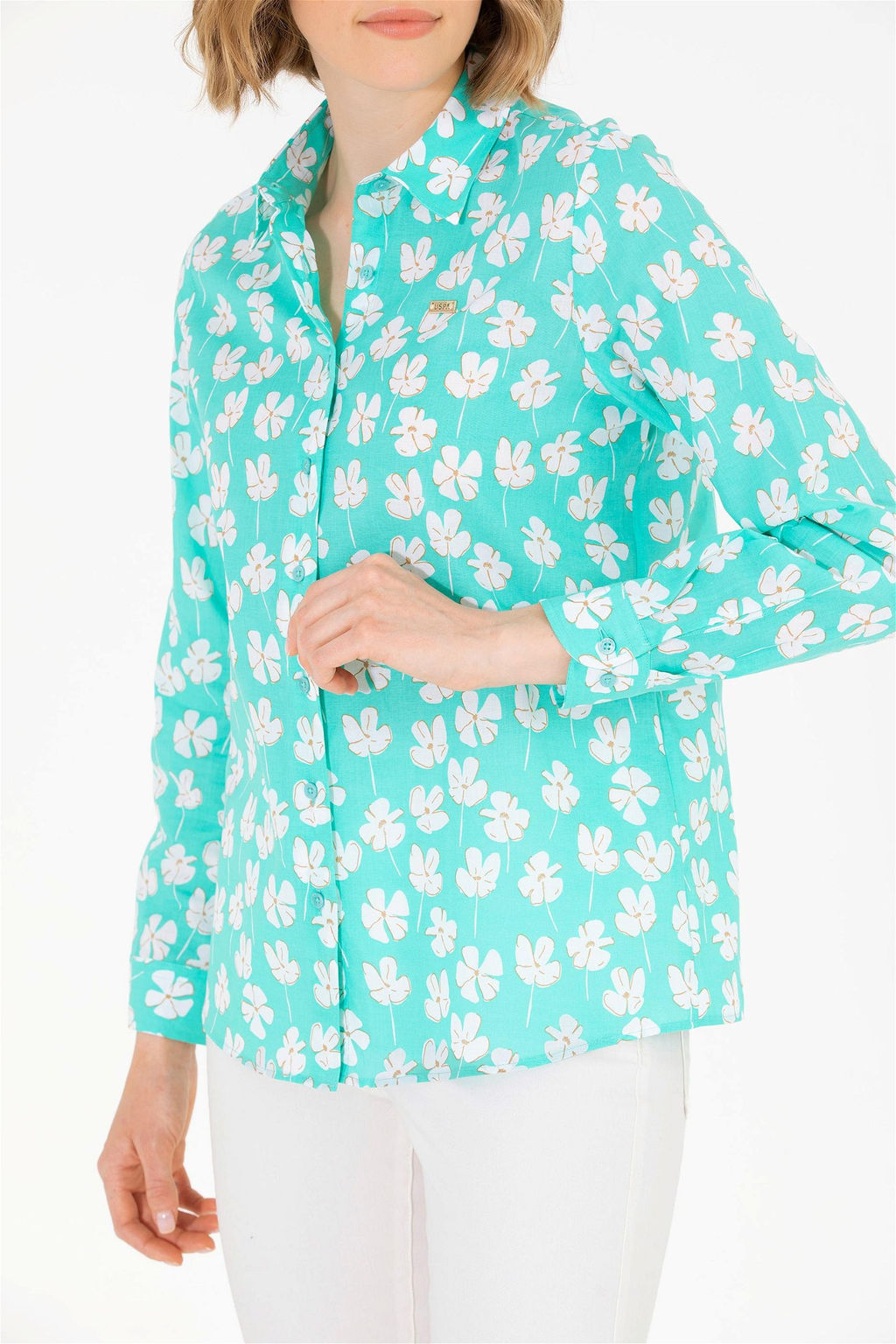 Женская мятная рубашка с длинным рукавом - U.s. polo assn фото 13