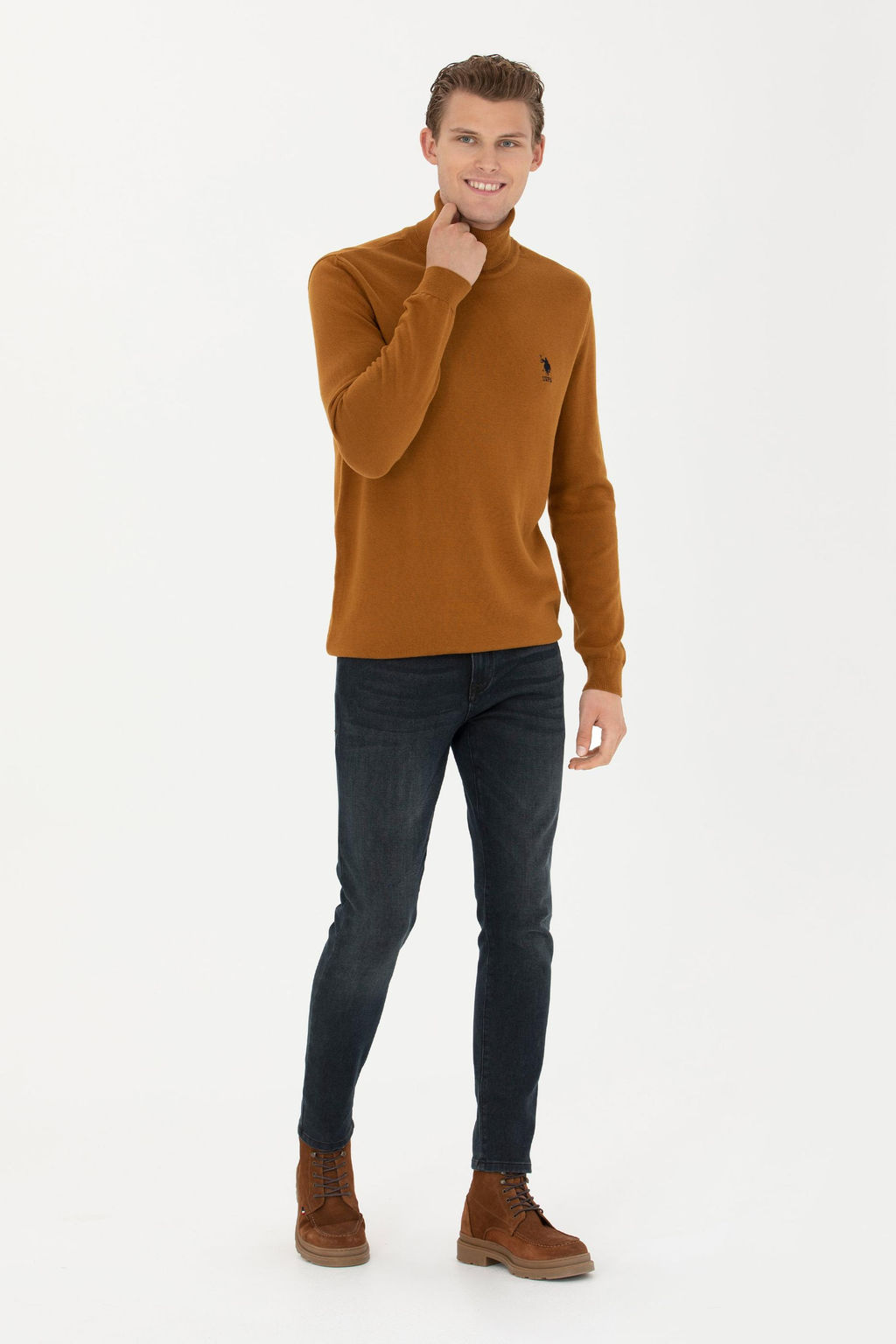 Мужской базовый свитер кокосового цвета - U.s. polo assn фото 10