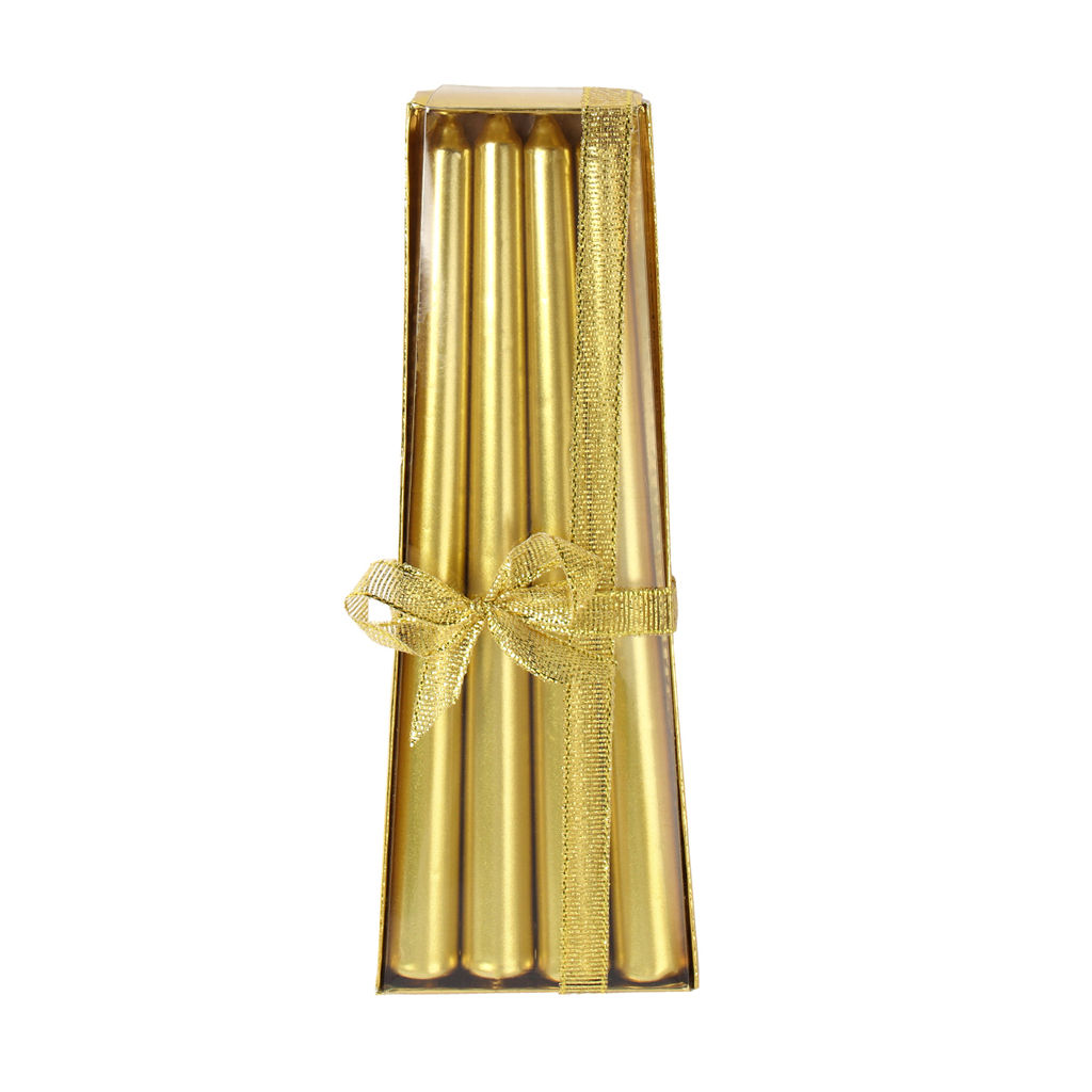 Цена за 144 шт. Свеча 4 штуки 20х1,7 см набор / SQ-3028 /уп 144/ золото / 2 СОРТ ЦАРАПИНЫ - Галеонтрейд фото 2