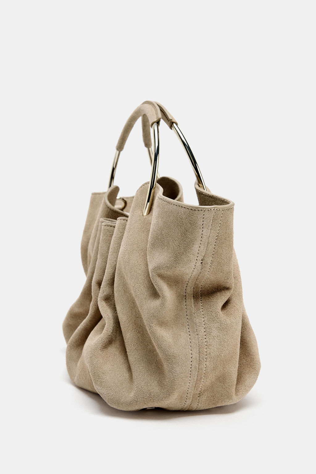 RIGID HANDLE SPLIT SUEDE BUCKET BAG - Zara фото 7