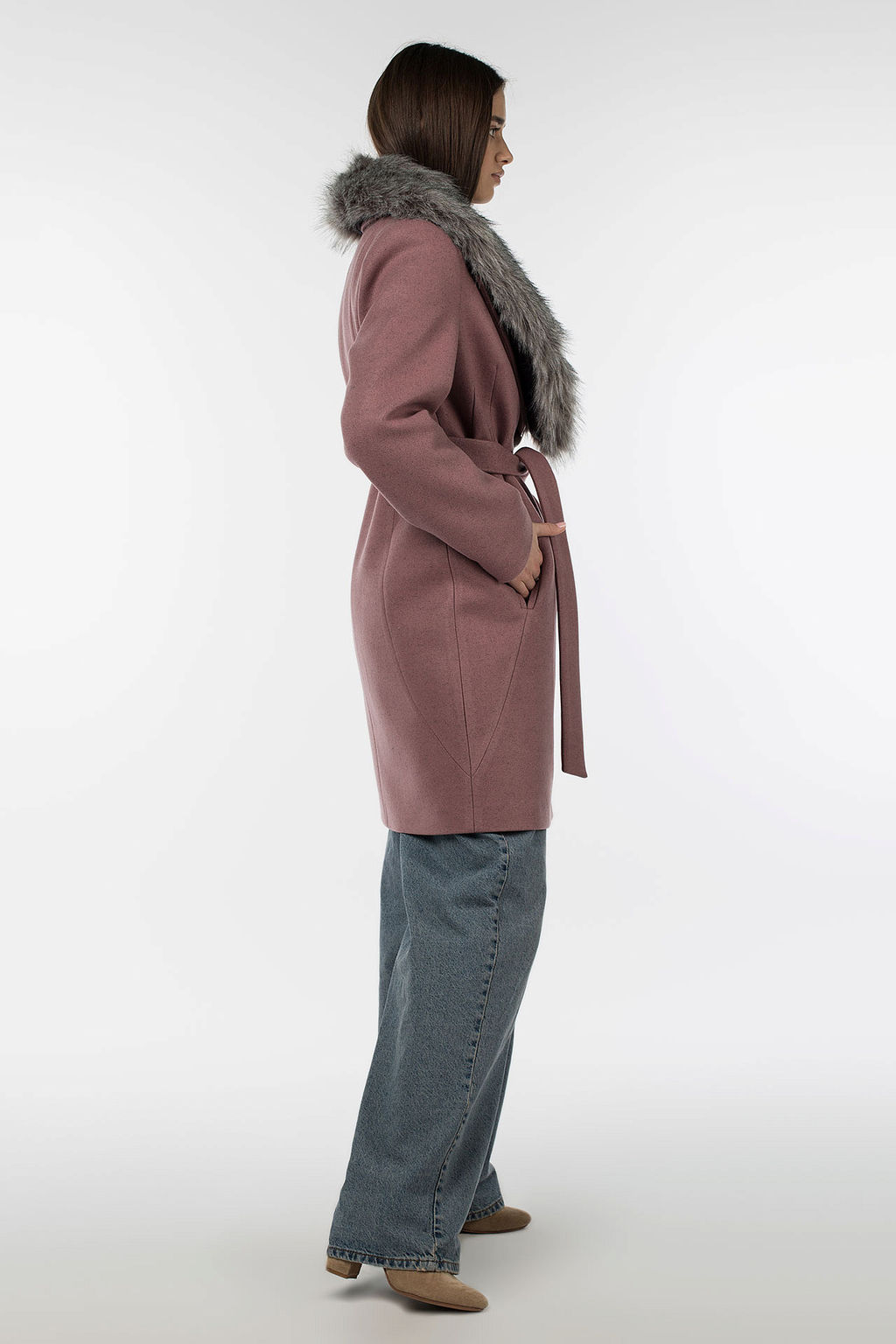 02-3070 Пальто женское утепленное (пояс) - El podio фото 5