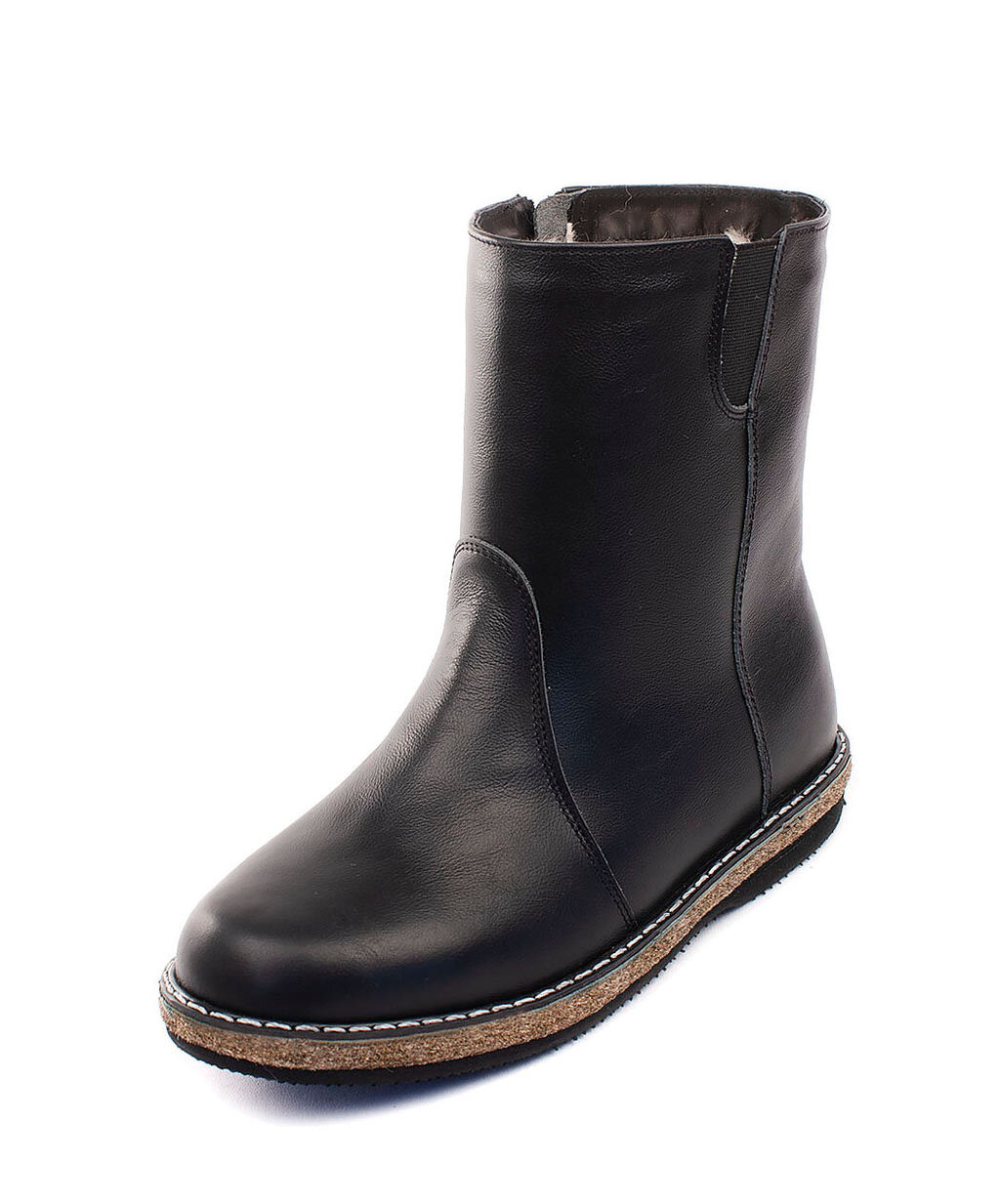 Полусапоги женские на полную ногу, Кожа, овчина, войлок, микропора