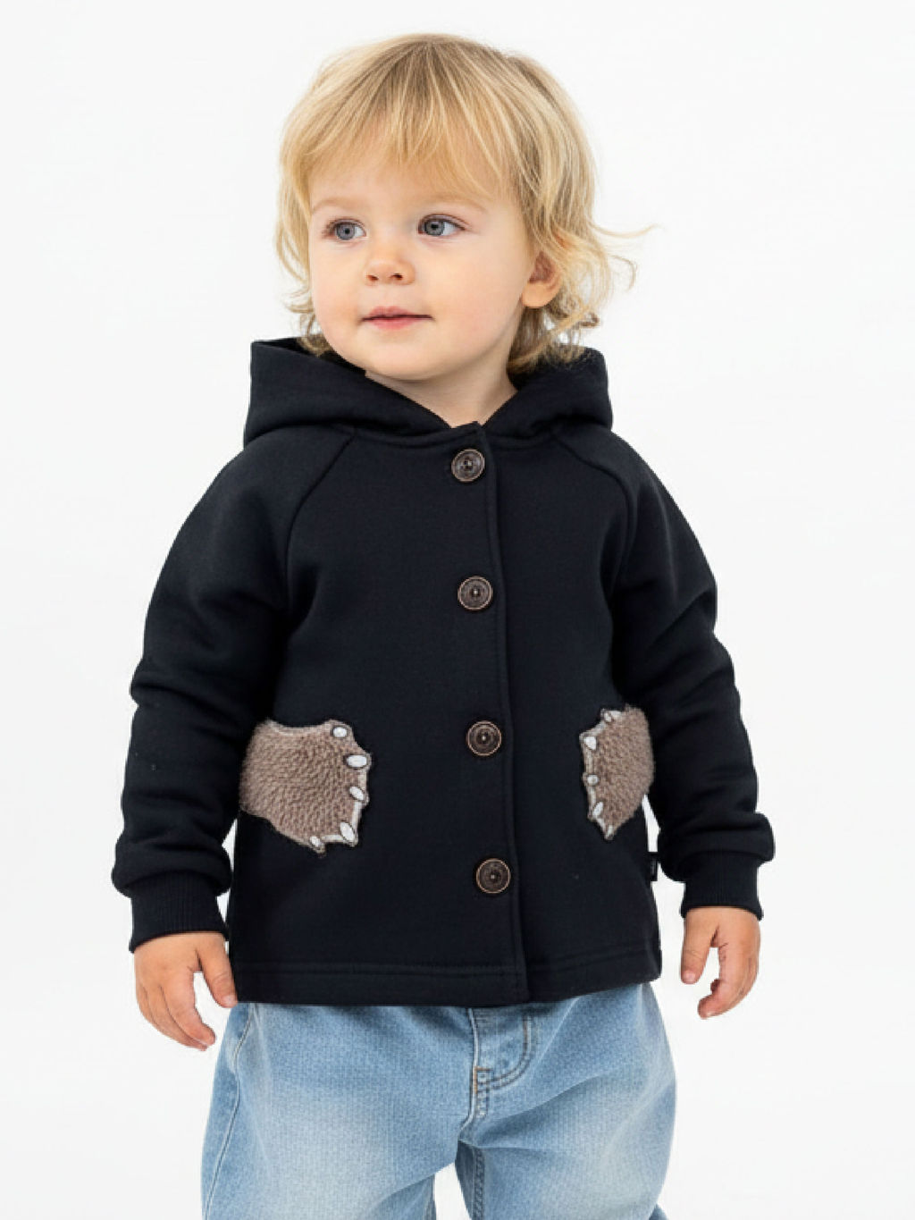 Толстовка на пуговицах 22-0234 черный - Mini maxi фото 4