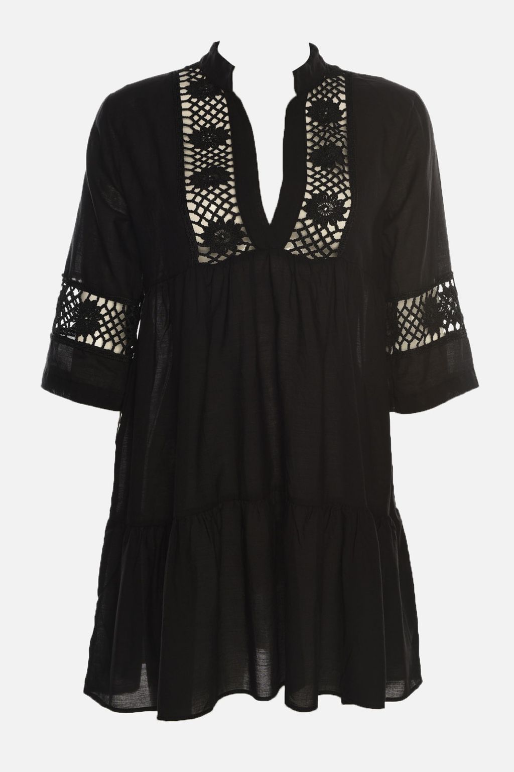 TRENDYOLMILLA Siyah Dokuma %100 Pamuk Dantelli Mini Plaj Elbisesi TBESS20EL0854  фото 11