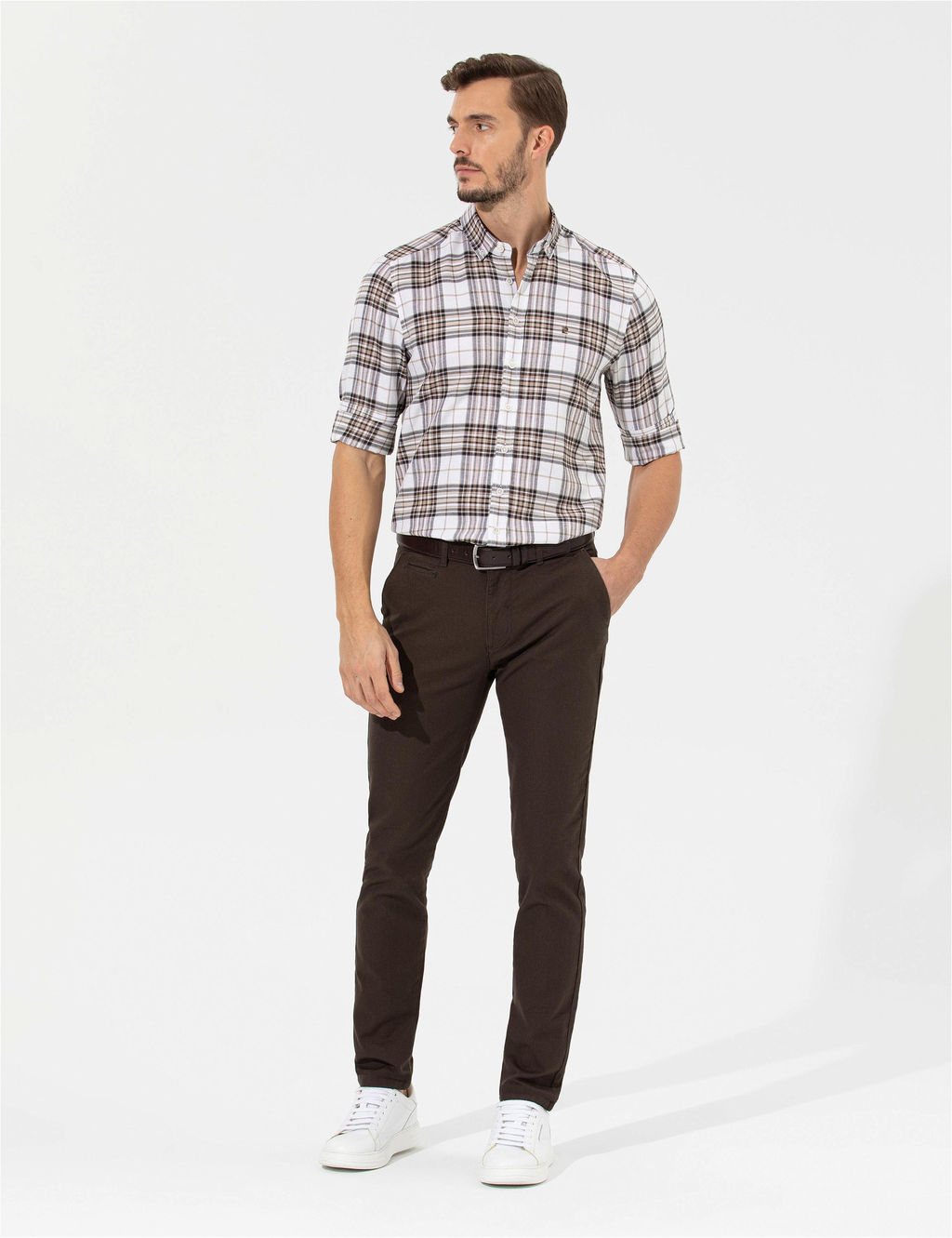 Kahverengi Slim Fit Kanvas Pantolon