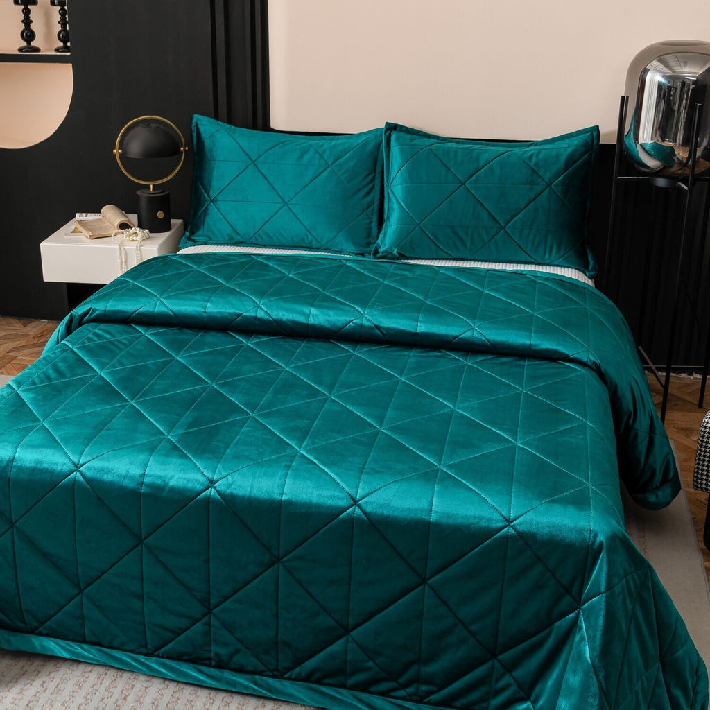 Велюровое покрывало в клетку и две наволочки OVL045 240*260/50-70 2 шт - Ситрейд фото 5