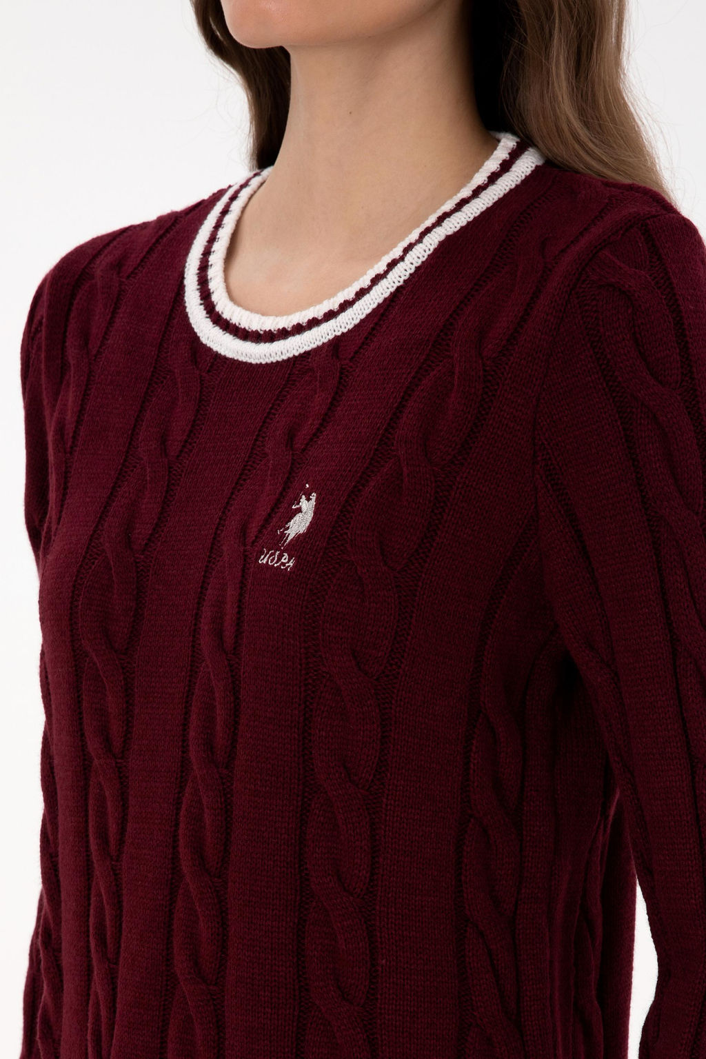 Kad_n Bordo Bisiklet Yaka Kazak - U.s. polo assn фото 7