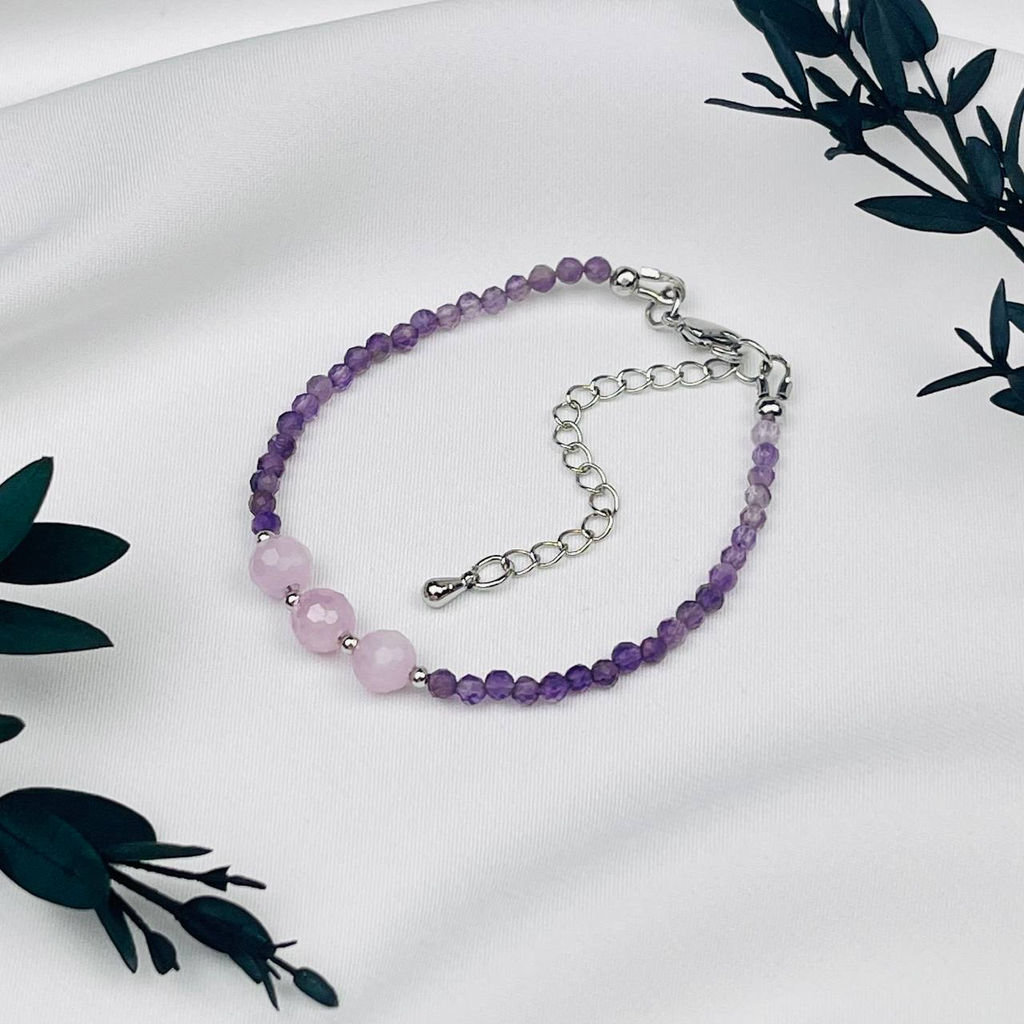 Браслет из Аметиста и Кунцита - Радуга самоцветов фото 2