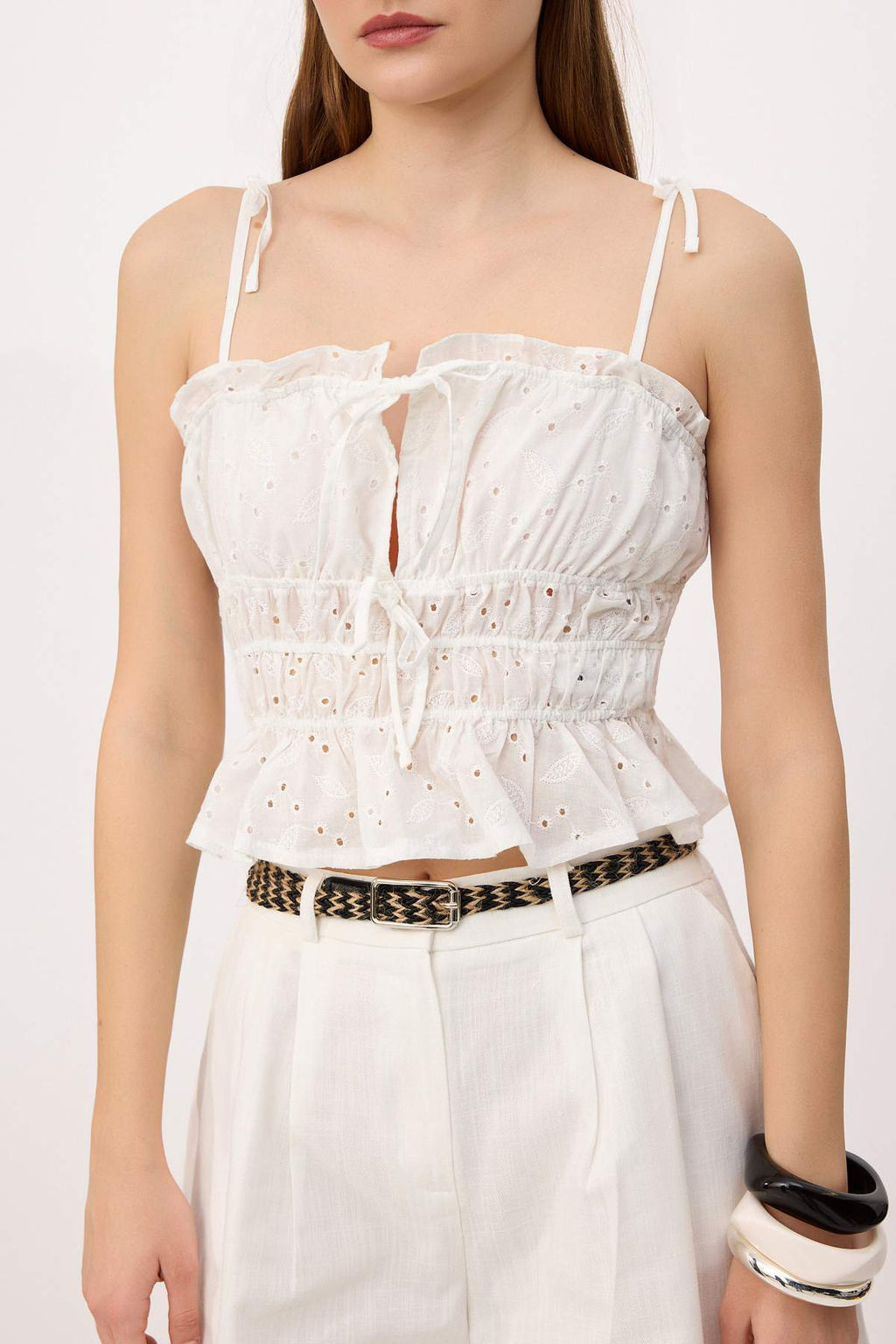 Beyaz Lastik Detayl? Brode Dokuma Bluz TWOSS26BZ00555 - Trendyolmilla фото 3