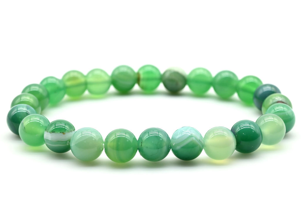 Браслет шарик 8мм из агата тонированного цвет зеленый